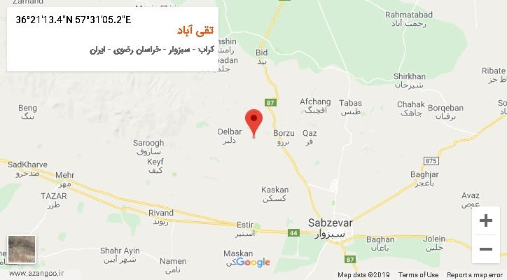 روستای تقی آباد بر روی نقشه
