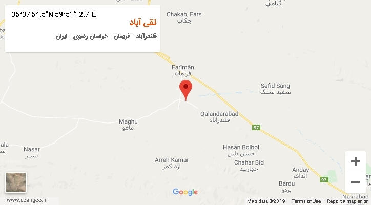 روستای تقی آباد بر روی نقشه