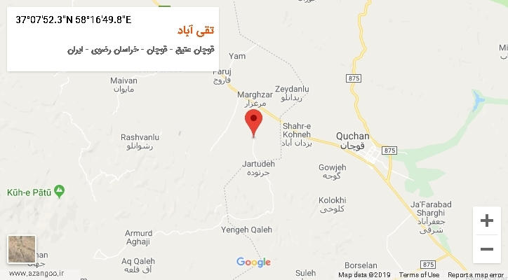روستای تقی آباد بر روی نقشه