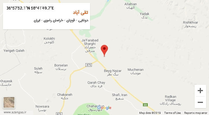 روستای تقی آباد بر روی نقشه