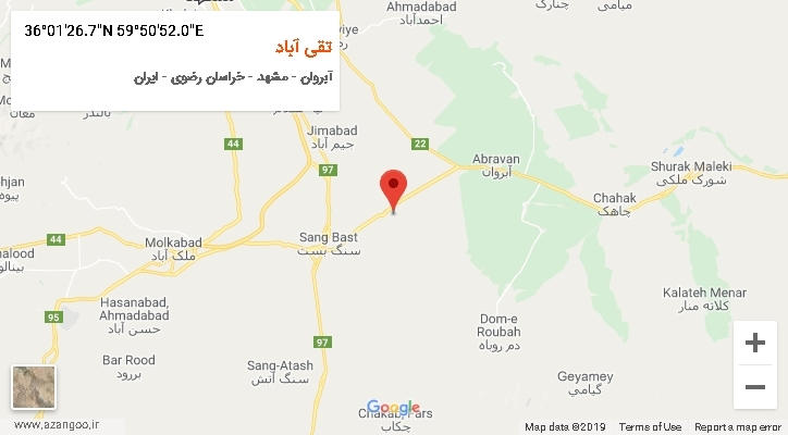 روستای تقی آباد بر روی نقشه