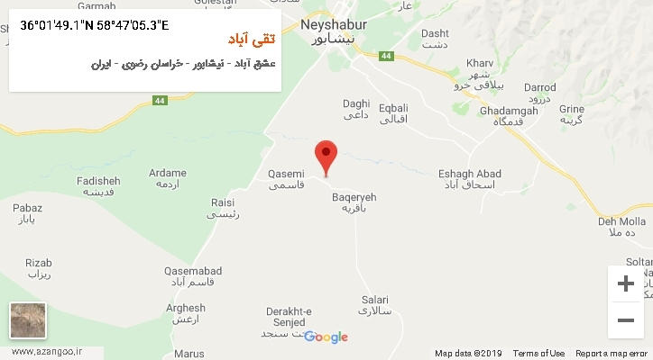 روستای تقی آباد بر روی نقشه