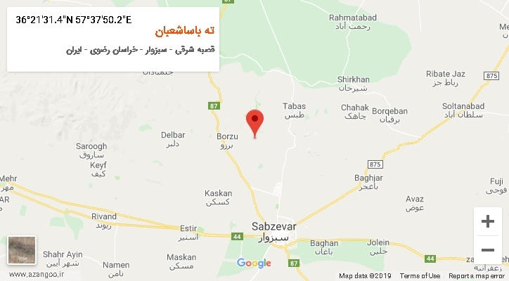 روستای ته باساشعبان بر روی نقشه