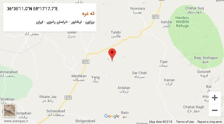 روستای ته دره بر روی نقشه