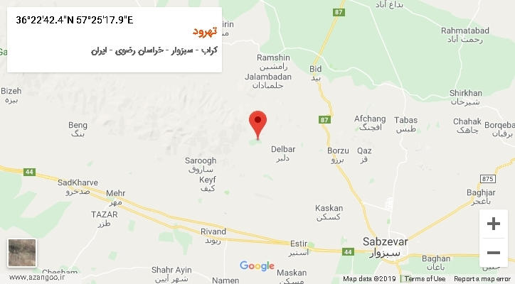 روستای تهرود بر روی نقشه