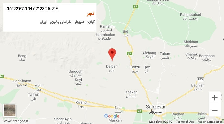 روستای تجر بر روی نقشه