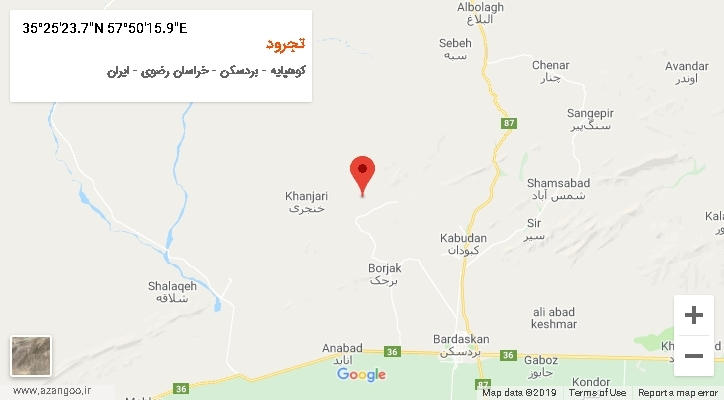 روستای تجرود بر روی نقشه