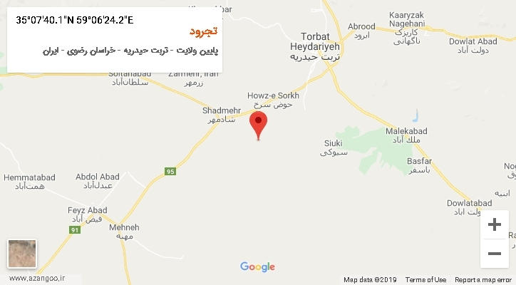 روستای تجرود بر روی نقشه