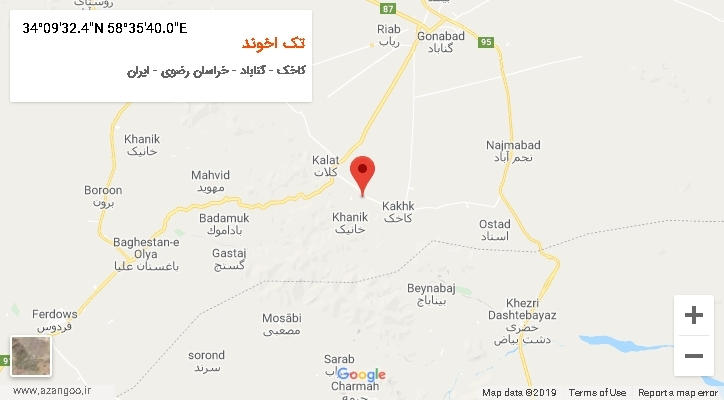 روستای تک اخوند بر روی نقشه