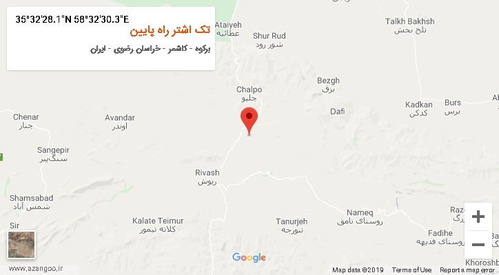 روستای تک اشتر راه پایین بر روی نقشه