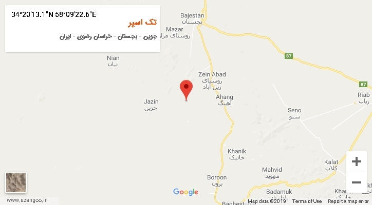 روستای تک اسپر بر روی نقشه