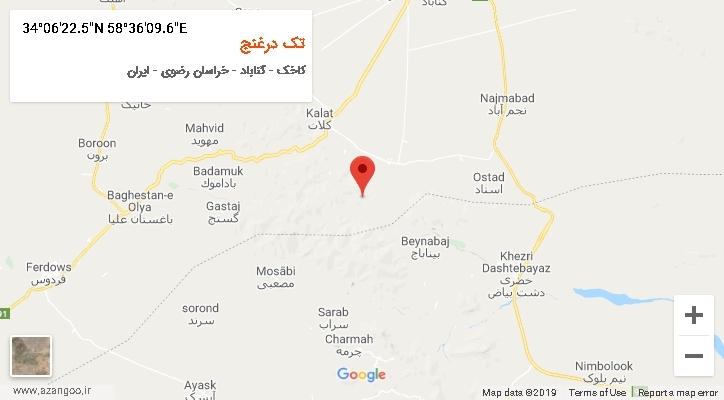 روستای تک درغنج بر روی نقشه