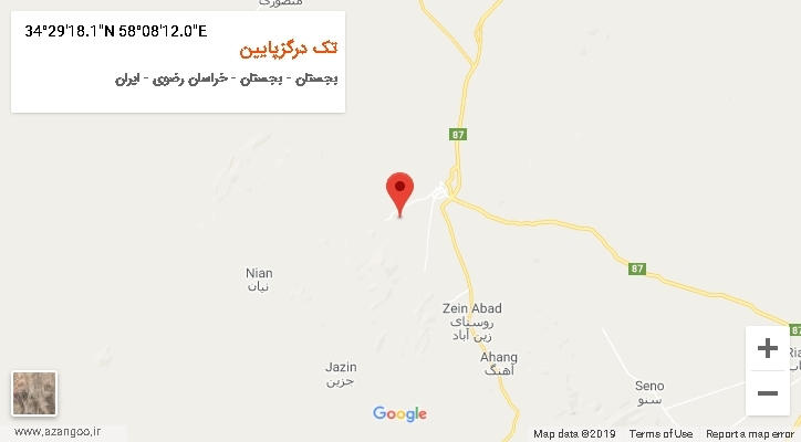 روستای تک درگزپایین بر روی نقشه