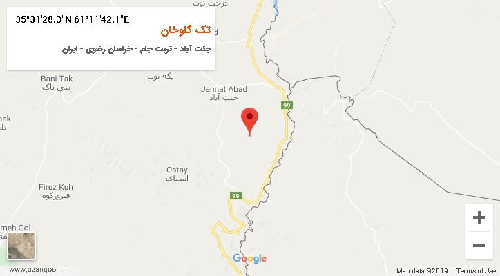 روستای تک گلوخان بر روی نقشه