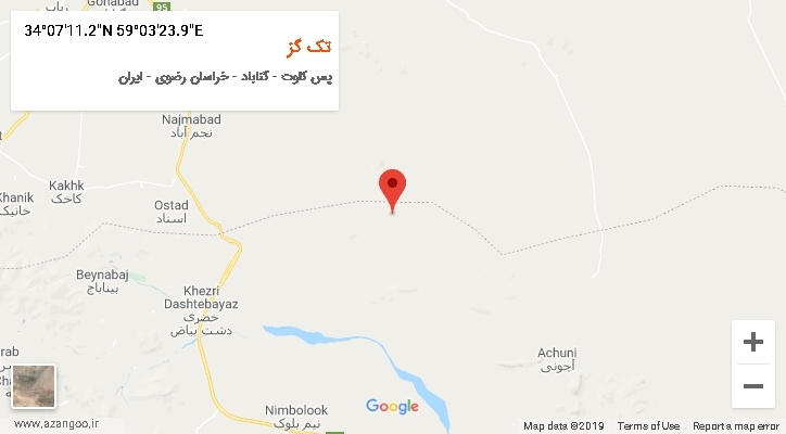 روستای تک گز بر روی نقشه
