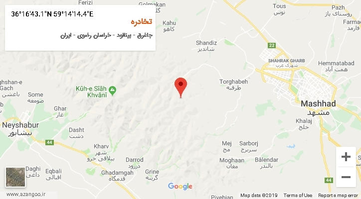 روستای تخادره بر روی نقشه