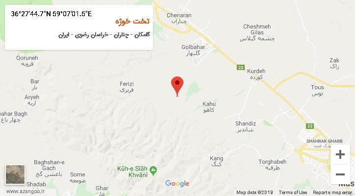 روستای تخت خوژه بر روی نقشه