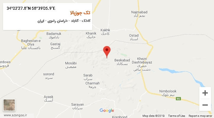 روستای تک جوزبالا بر روی نقشه