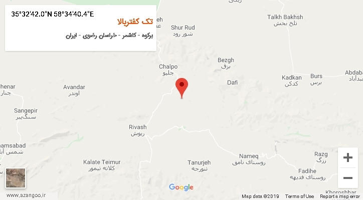 روستای تک کفتربالا بر روی نقشه