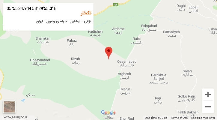 روستای تکخار بر روی نقشه
