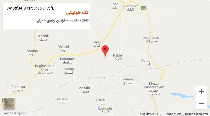 روستای تک خونیکی بر روی نقشه