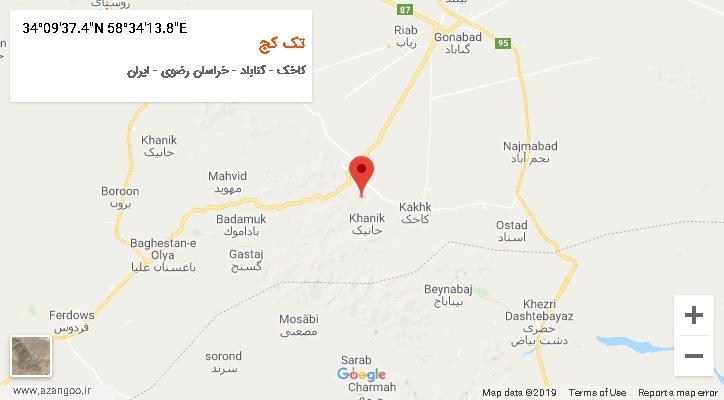 روستای تک کج بر روی نقشه