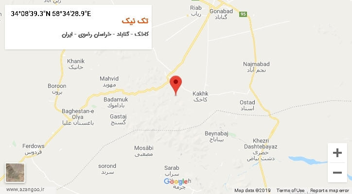 روستای تک نیک بر روی نقشه