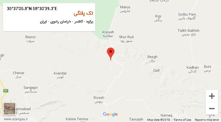 روستای تک پلنگی بر روی نقشه