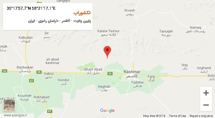 روستای تکشوراب بر روی نقشه