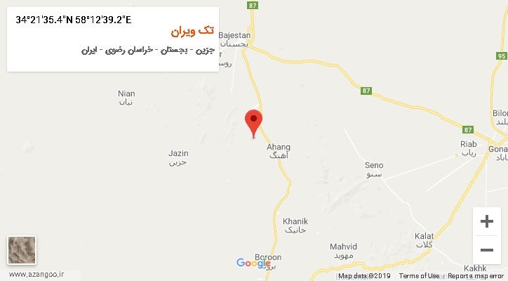 روستای تک ویران بر روی نقشه