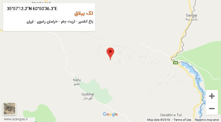 روستای تک ییلاق بر روی نقشه