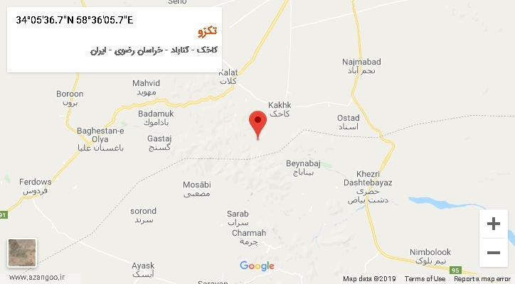 روستای تکزو بر روی نقشه