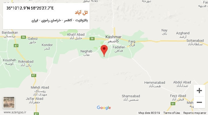 روستای تل آباد بر روی نقشه