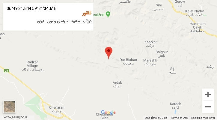 روستای تلقور بر روی نقشه