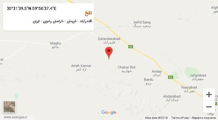 روستای تلخ بر روی نقشه