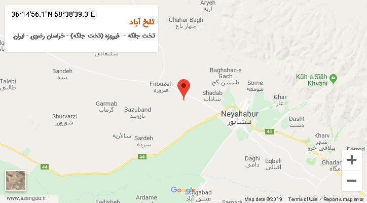 روستای تلخ آباد بر روی نقشه
