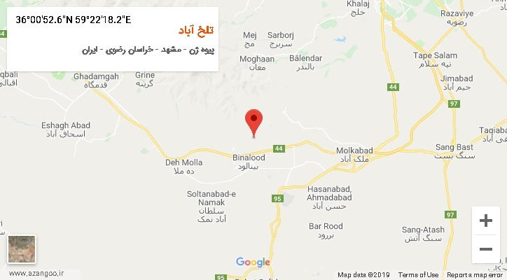 روستای تلخ آباد بر روی نقشه