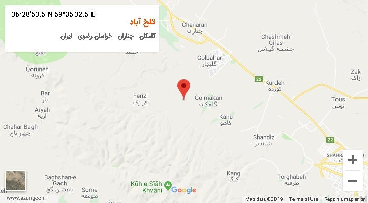 روستای تلخ آباد بر روی نقشه