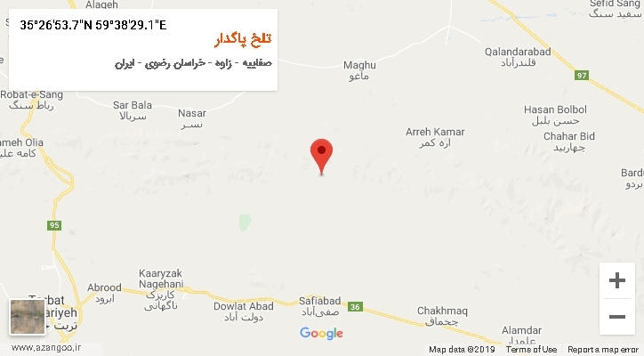 روستای تلخ پاگدار بر روی نقشه