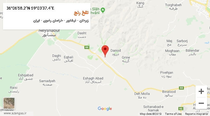 روستای تلخ رنج بر روی نقشه