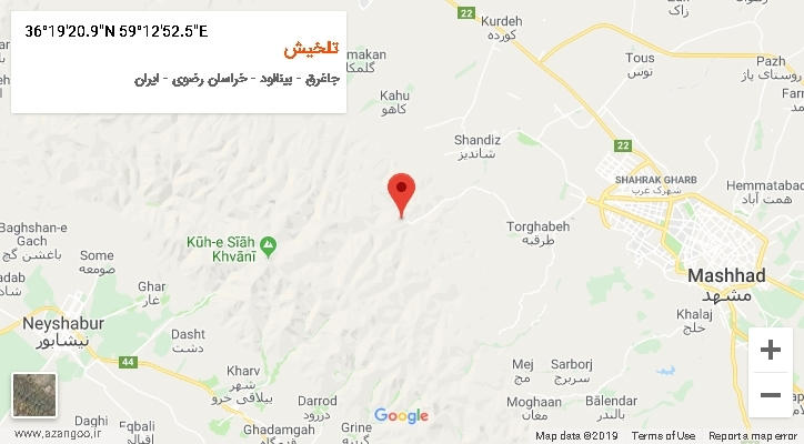 روستای تلخیش بر روی نقشه