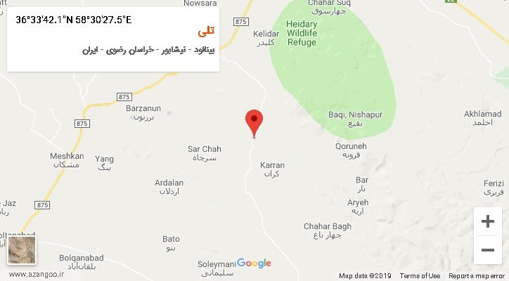 روستای تلی بر روی نقشه