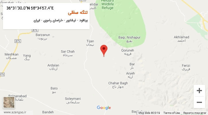 روستای تنگه سفلی بر روی نقشه