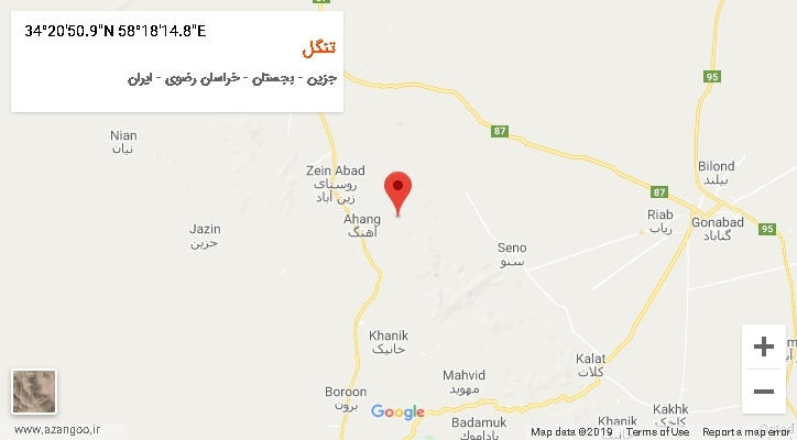 روستای تنگل بر روی نقشه