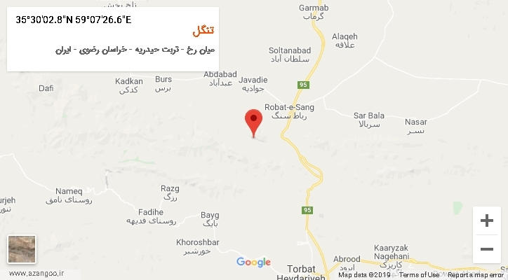 روستای تنگل بر روی نقشه