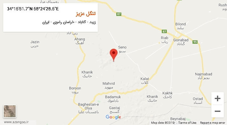روستای تنگل عزیز بر روی نقشه