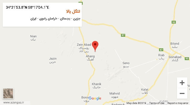 روستای تنگل بالا بر روی نقشه