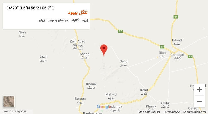 روستای تنگل بیهود بر روی نقشه