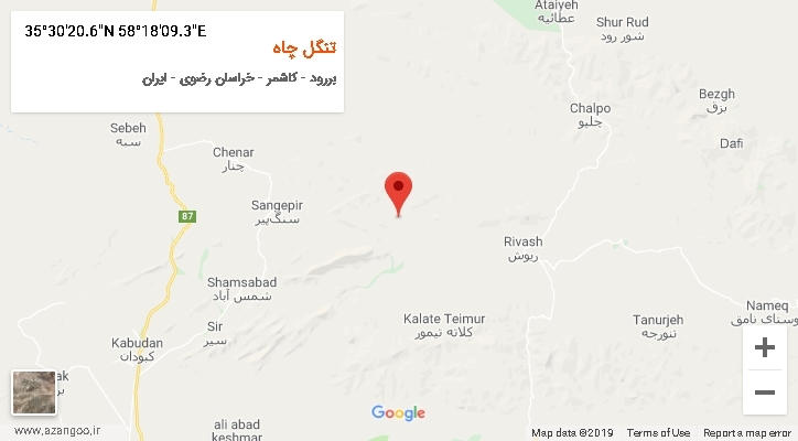 روستای تنگل چاه بر روی نقشه