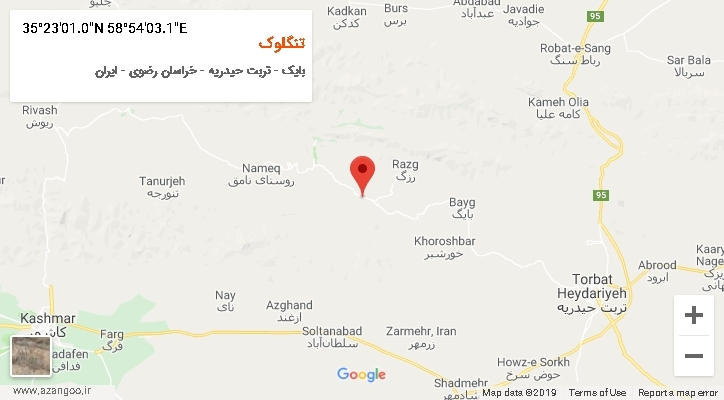 روستای تنگلوک بر روی نقشه